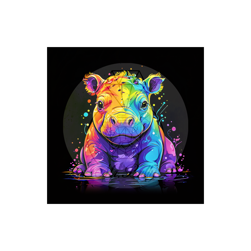 Rainbow Hippo - Diamond Painting Bild (VORBESTELLUNG für Juli 2024)