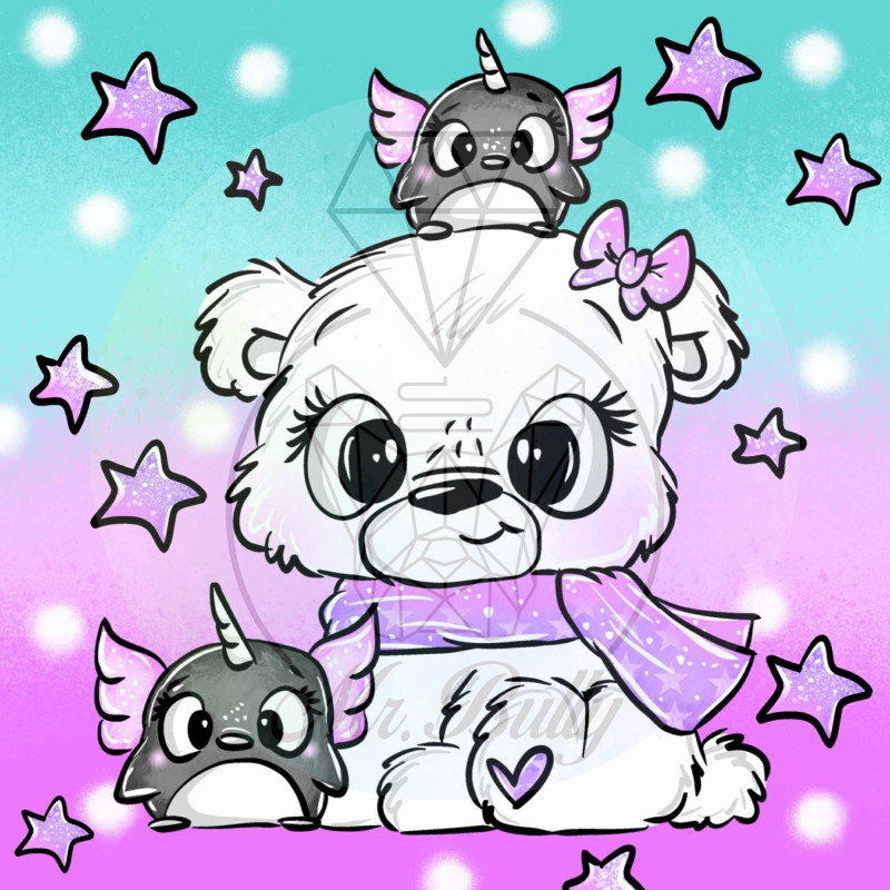 Eisbären Lichterfreunde - Diamond Painting Bild