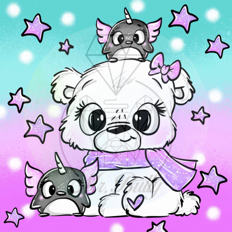 Eisbären Lichterfreunde - Diamond Painting Bild