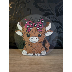 Stiftebecher "Higland Cow" mit Leopard-Schleife