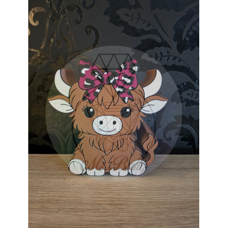 Stiftebecher "Higland Cow" mit Leopard-Schleife