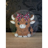 Stiftebecher "Higland Cow" mit Leopard-Schleife